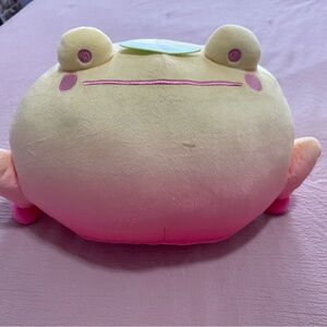 Rainy Lune Plush Frog Pillow - Bright Pink to Pastel Yellow Ombre